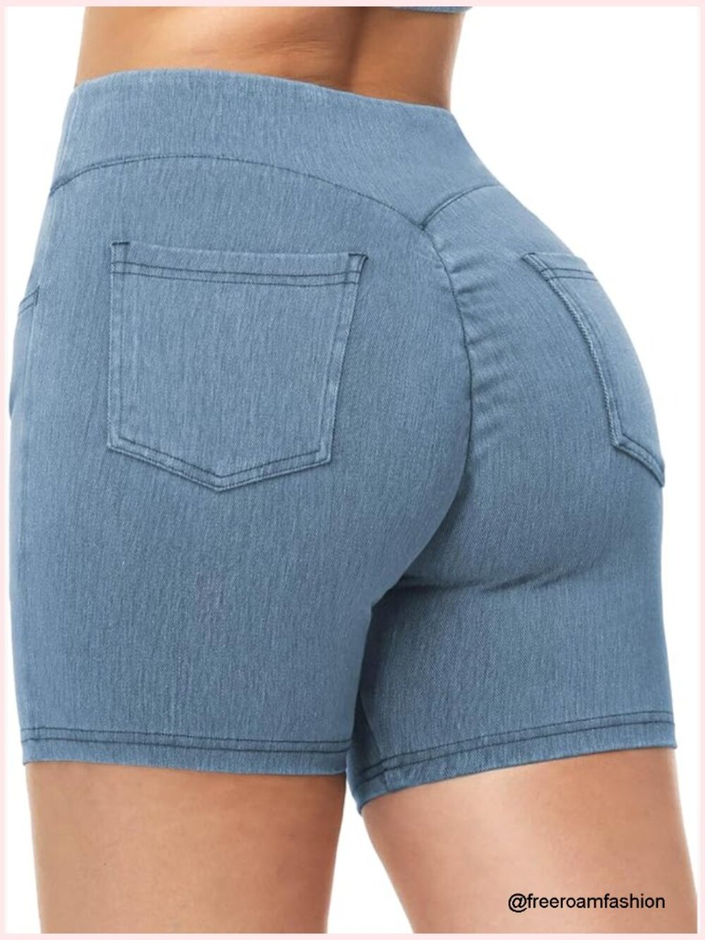High Waisted Stretchy Jean Shorts with Pockets Booty Lifting